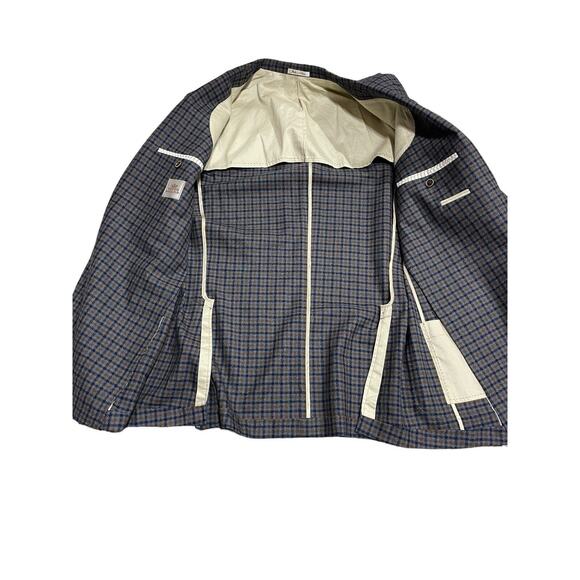 Peter Millar Size Large Sport Coat Wool Plaid Two Button Elbow Patches Blazer - Picture 9 of 15